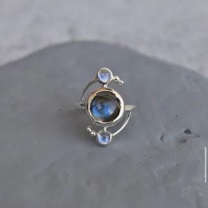 Etsy Natural Labradorite and Moonstone Sterling Silver Ring